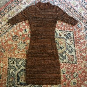 Orange & Black Body Con Sweater Dress / Size Medium / Fall